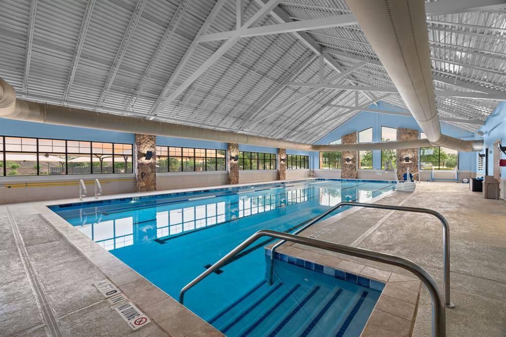 The heated indoor pool is perfect for year-round enjoyment—come dive in and join a water aerobics class for a fun and refreshing workout!