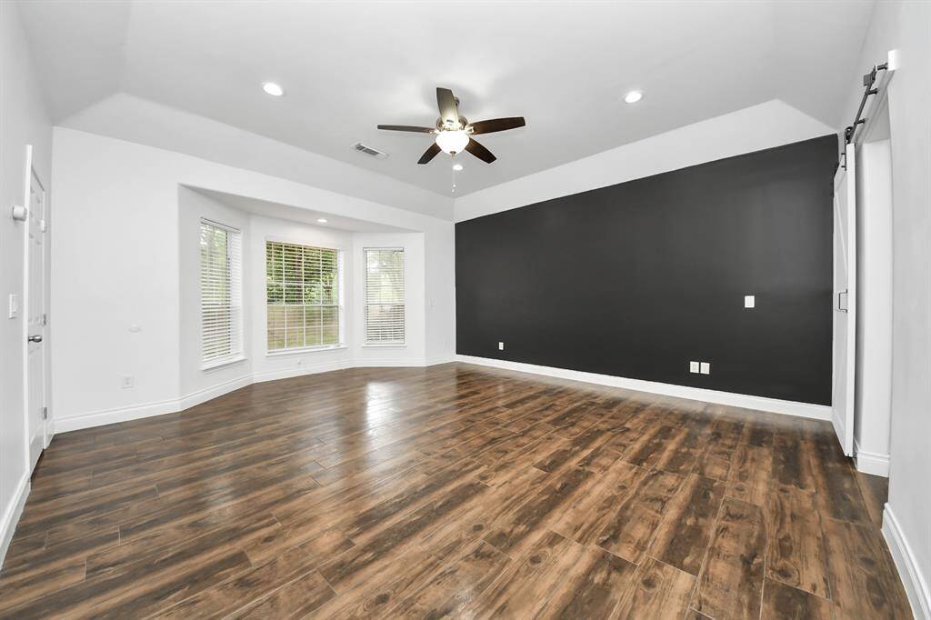 Virtually staged primary bedroom