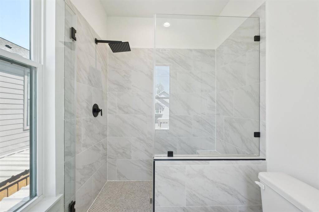 Sleek bathroom shower.