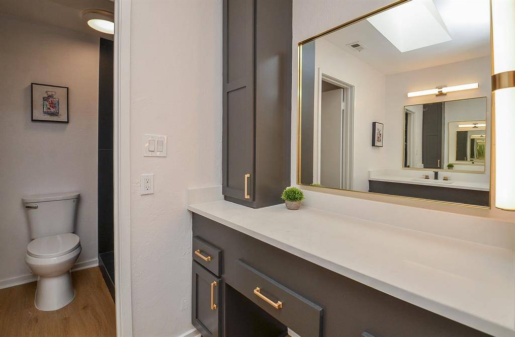 Custom Medicine Cabinet accented by Quartz Counters and Luxurious appointments