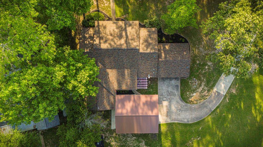 Ariel View of home, Roof replacement 2024 **403 E Lake Drive, Livingston, TX 77351**