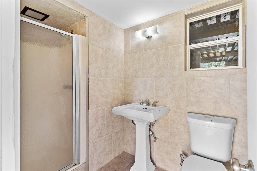 bathroom off the garage area