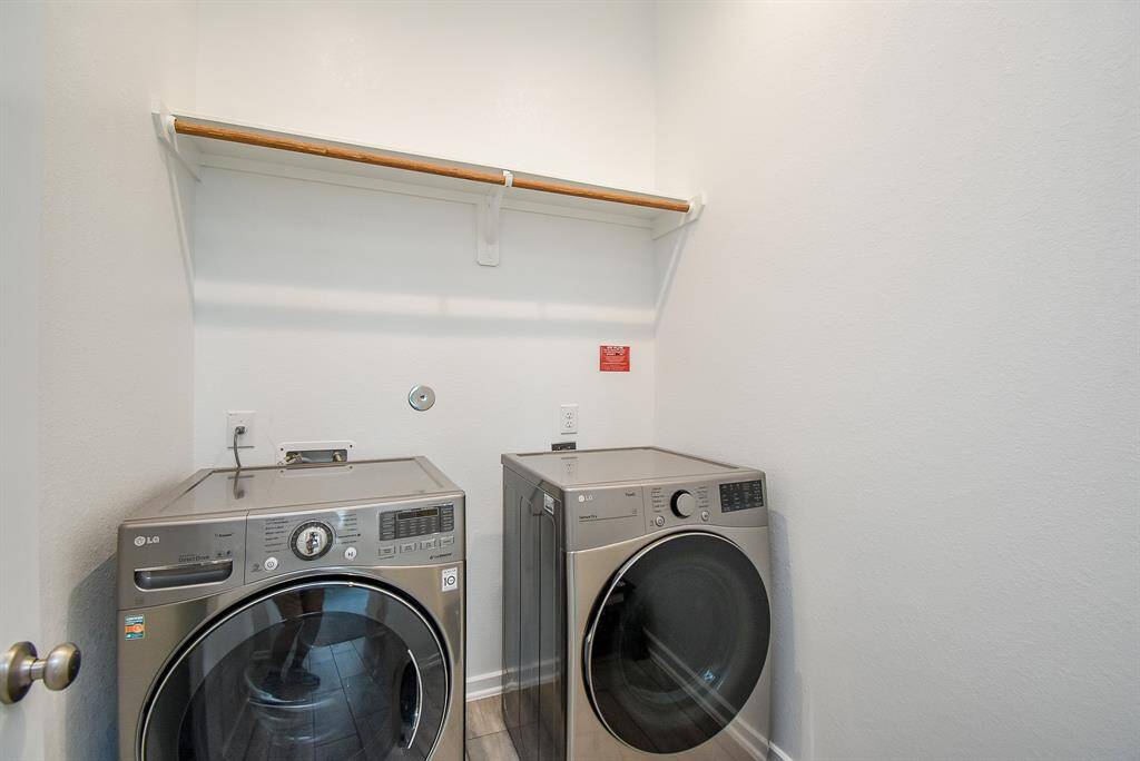 spacious laundry room inside house, gas dryer connection available. the appliances sown do not stay.