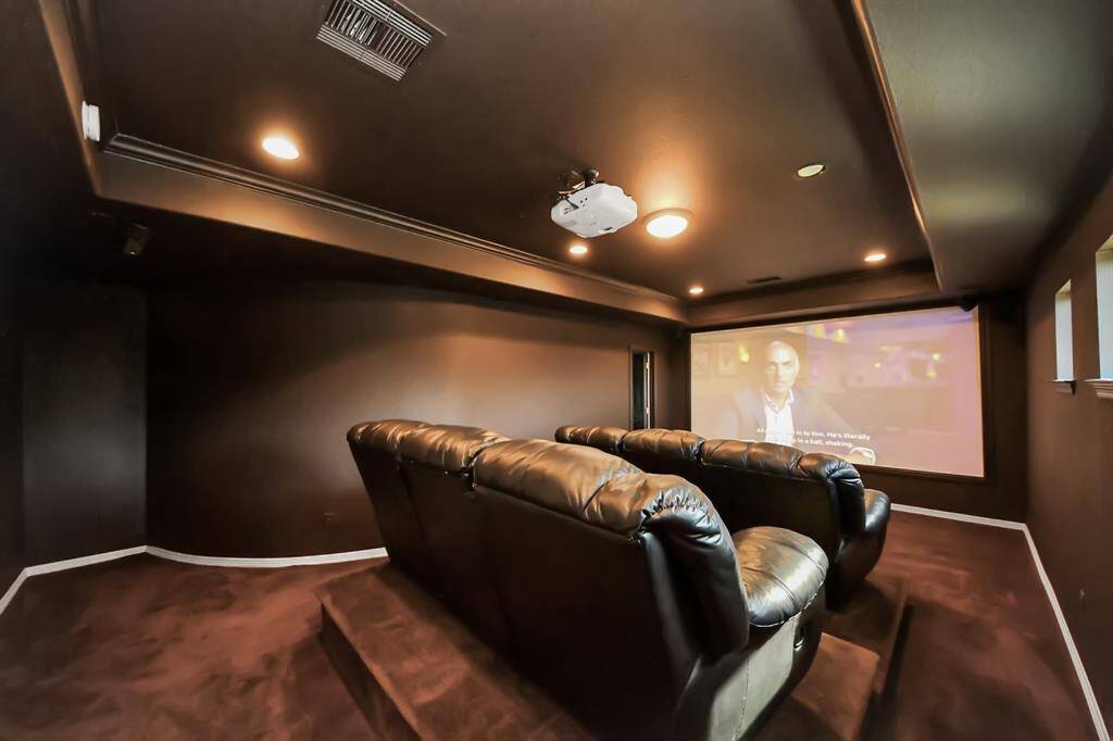 To the left of the game room is where the media room is located