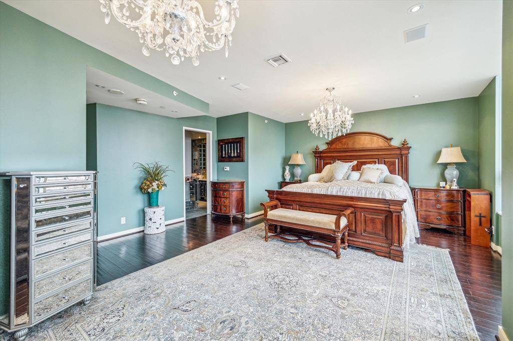 The bedroom has space for a sitting area.