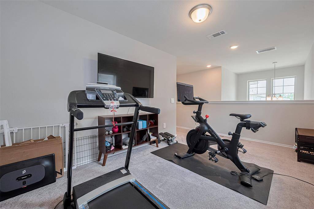 Game room currently used as a work out area