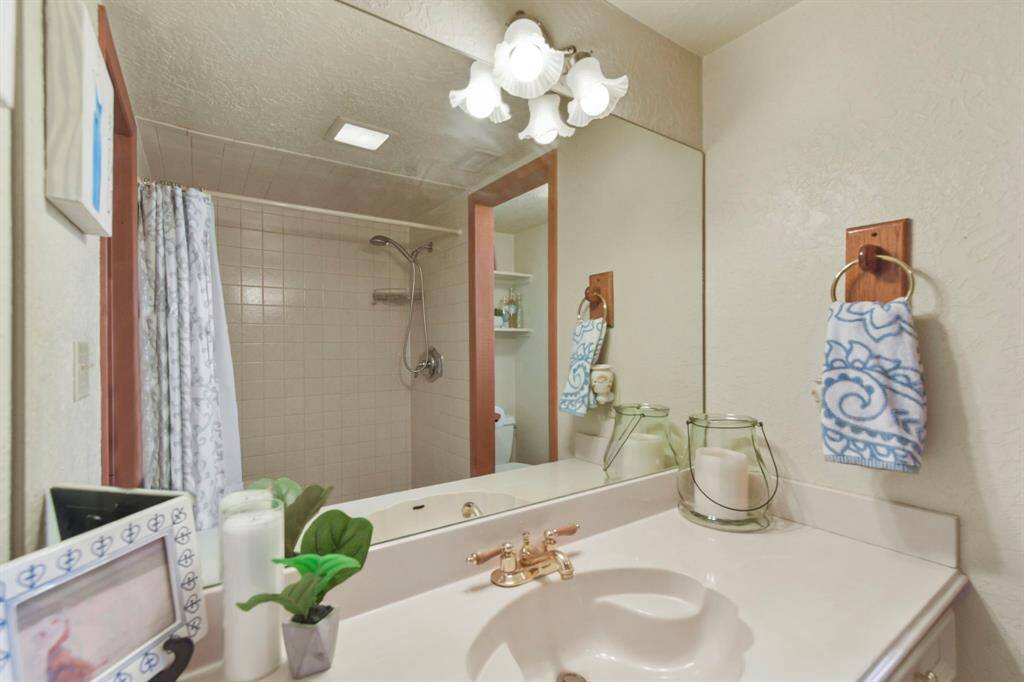 This level features a full bath with a walk-in shower.