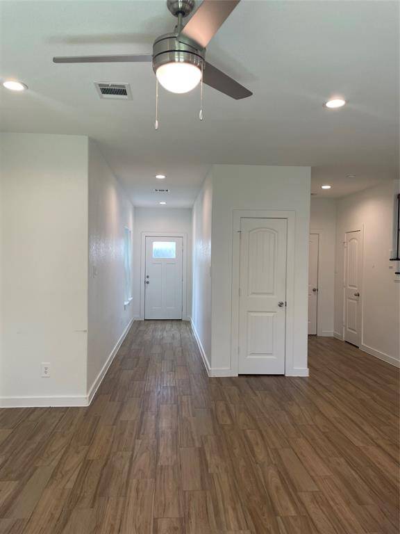 View from living area to front door