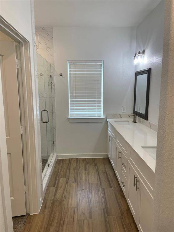 Primary bathroom with dual sinks