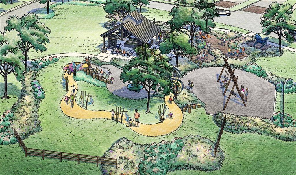 This butterfly themed pocket park includes educational components, play area, and event lawn. Residents can relax under our covered open-air pavilion and outdoor kitchen.