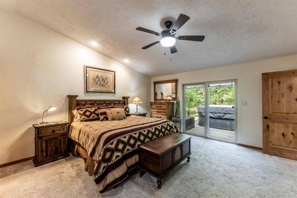 Sliding doors leading to deck & hot tub