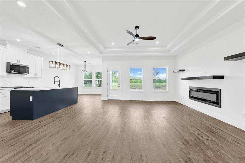 Modern geometric accent wall at foyer
