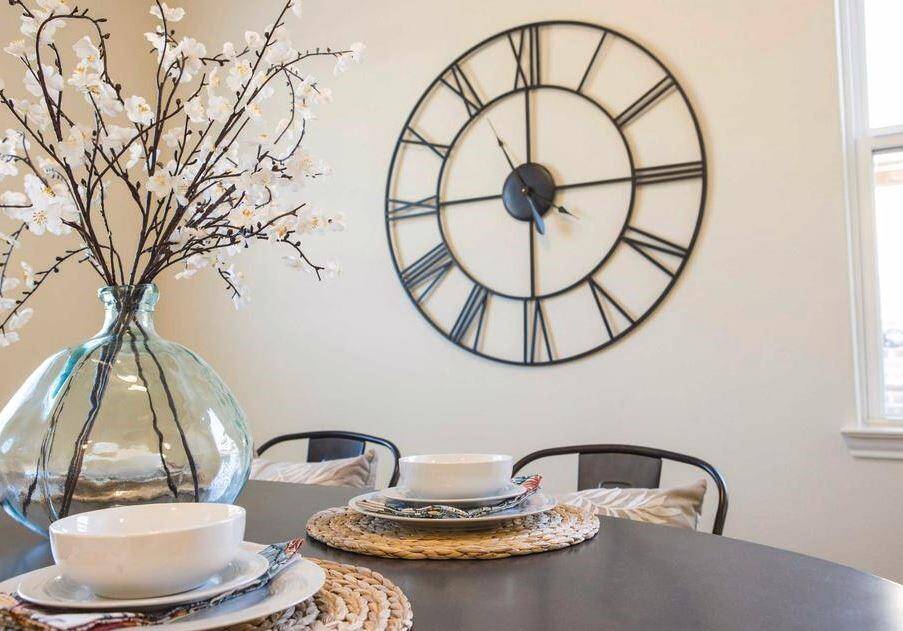 Gather with family and friends in the dining room.