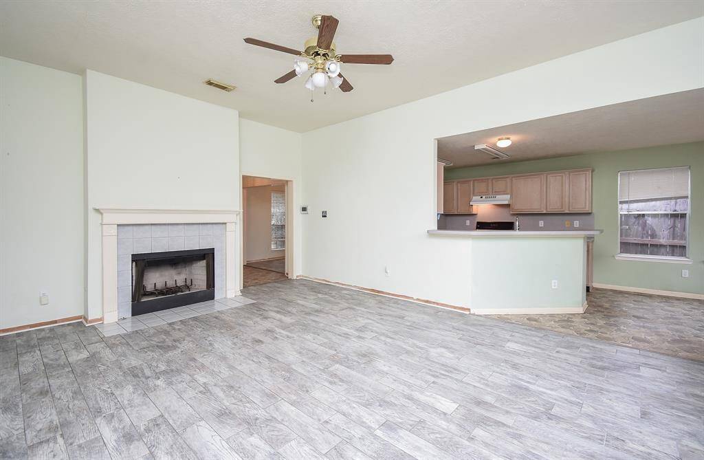 Family room with fireplace
