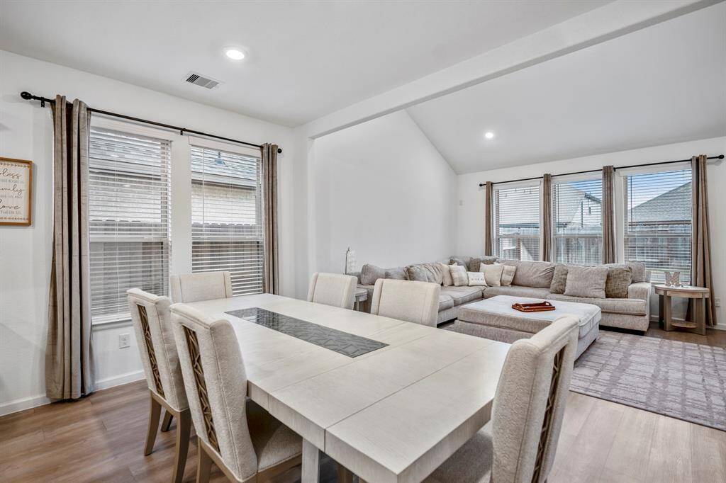 A closer look at the dining area that can fit your longest table with a leaf. Perfect floorpan to entertain your friends and family.