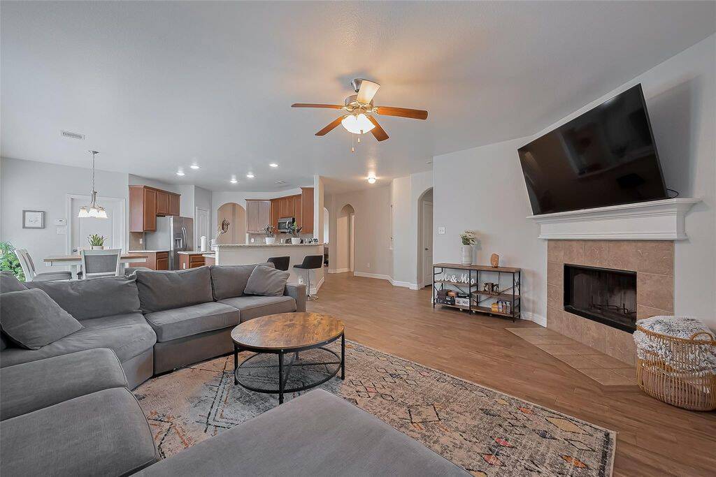 Main living area looking into kitchen