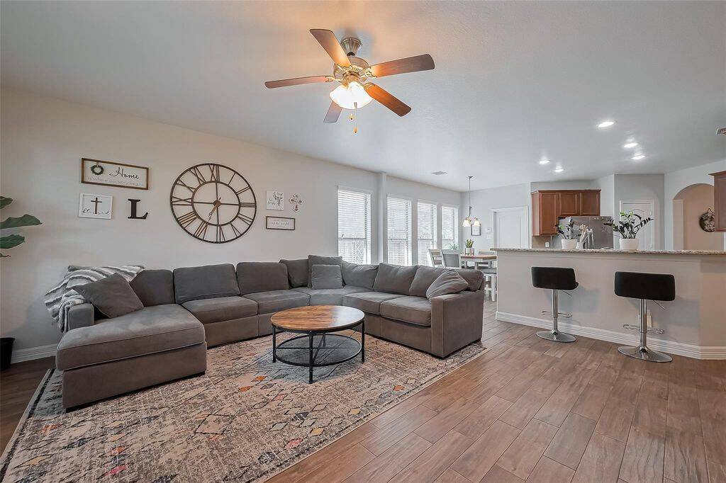 Living area looking into kitchen