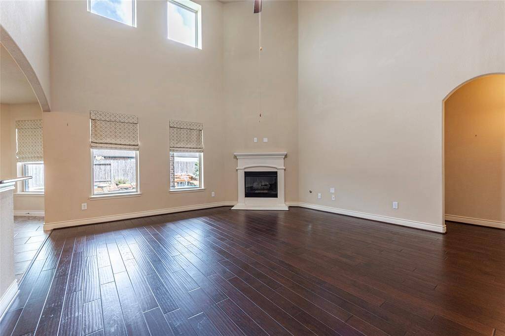 Family room overlooks pool and backyard