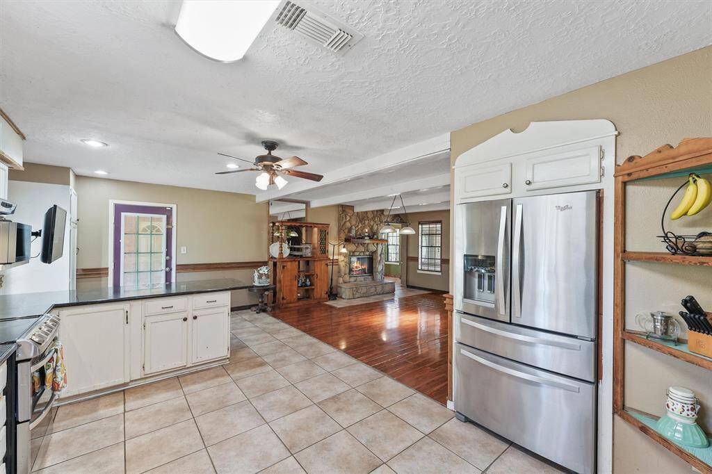 Kitchen open to dining room