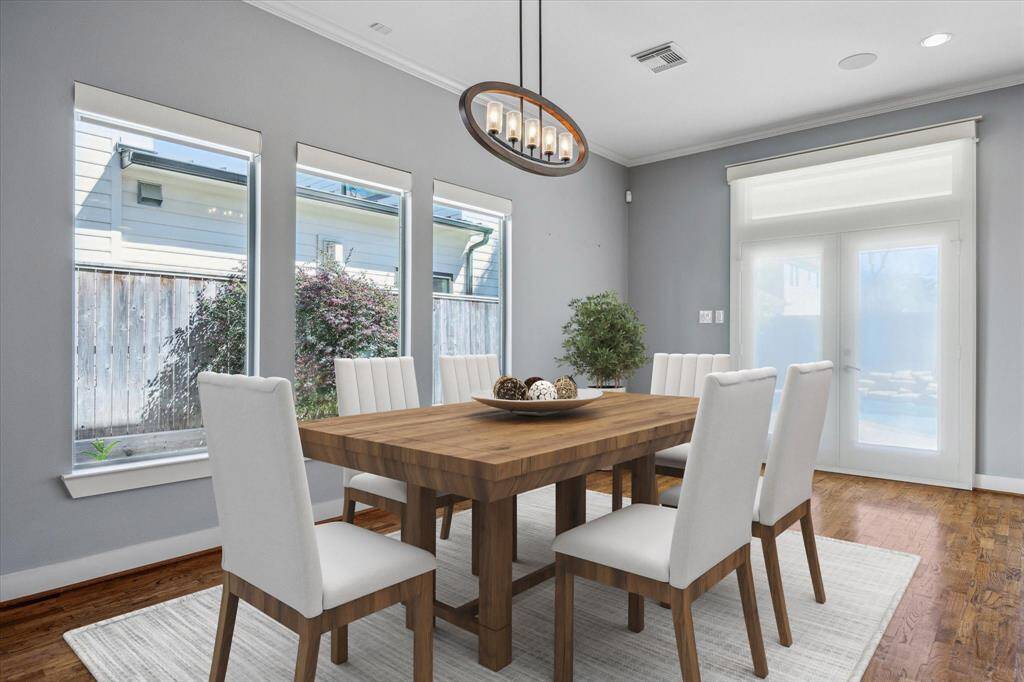 Virtually Staged: Formal Dining Room & open concept living.