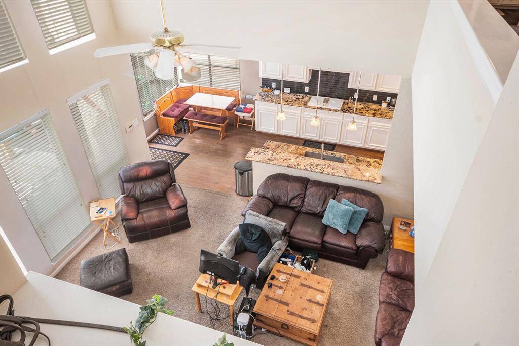 View from the game room upstairs.  Open concept