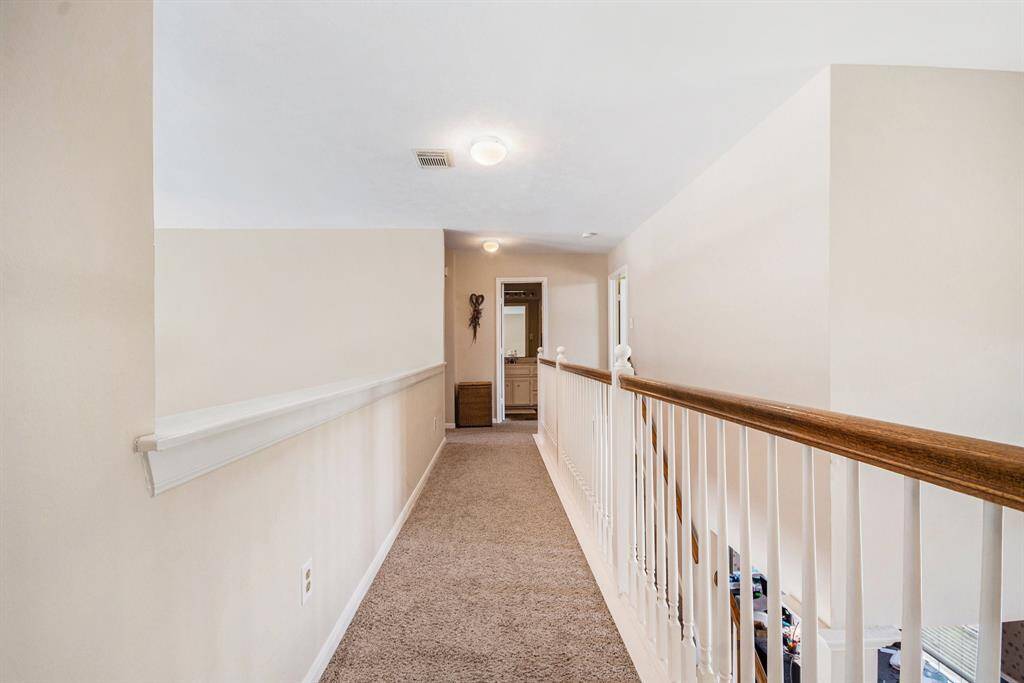 Hallway upstairs between game room and secondary bedrooms