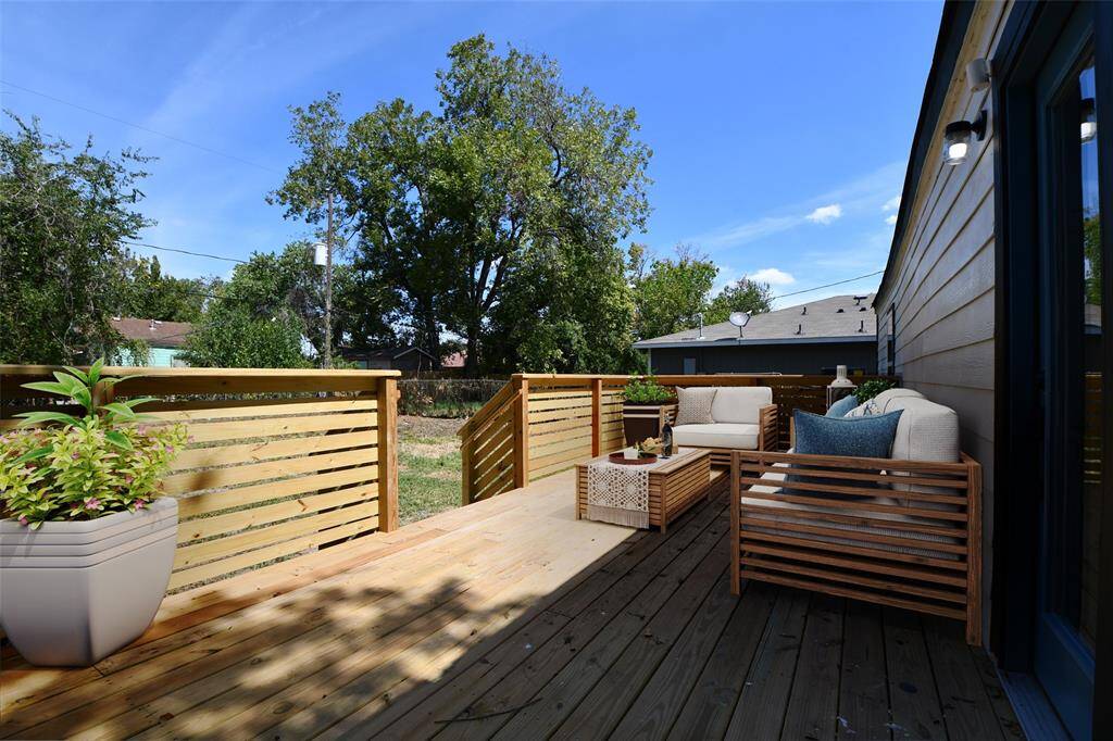 Virtually staged back deck/porch.