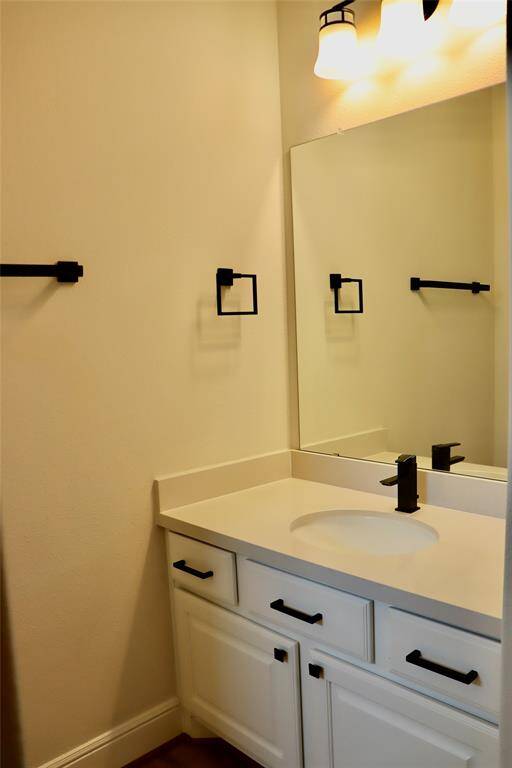 1 of the 2 sinks that connect the jack and Jill bathroom for the two bedrooms in the corner