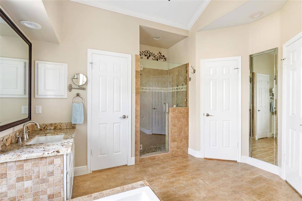 There is a cedar closet to the left of the door.
