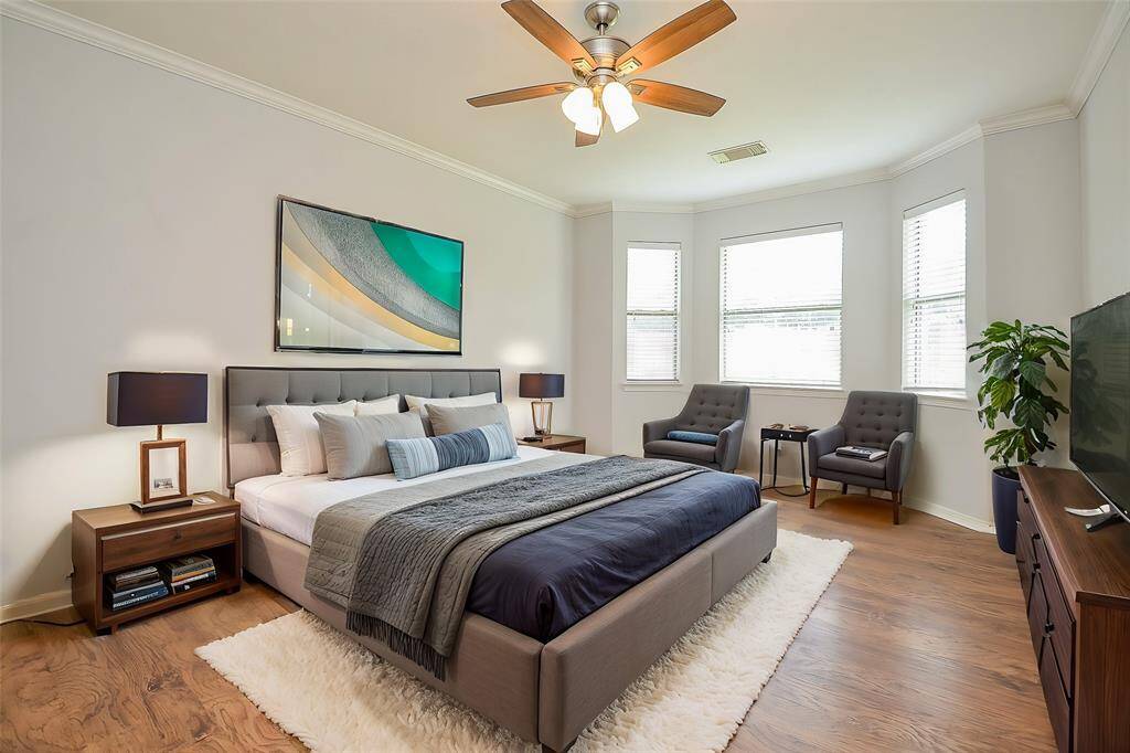 MASTER BEDROOM WITH NEW CEILING FAN (VIRTUE STAGED)