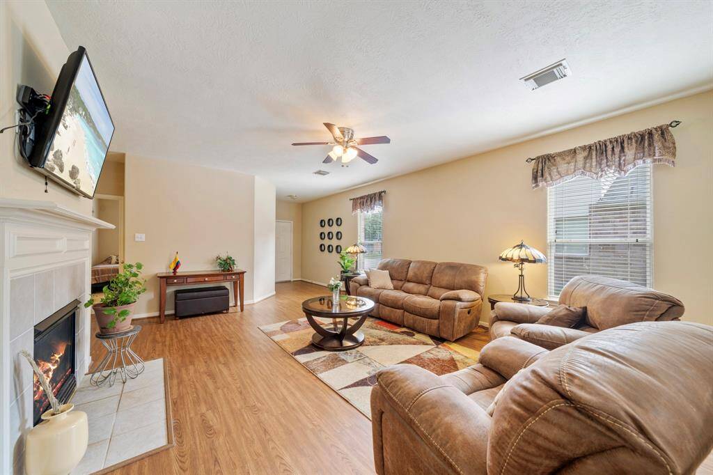 High ceilings in this cozy and spacious living room