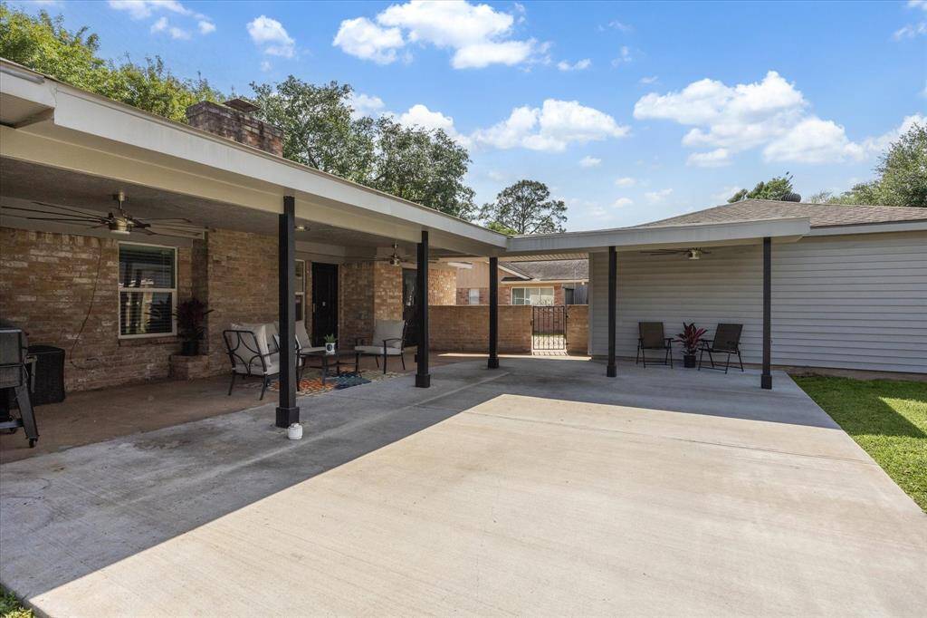 The extended patio is spacious enough for any outdoor setup.