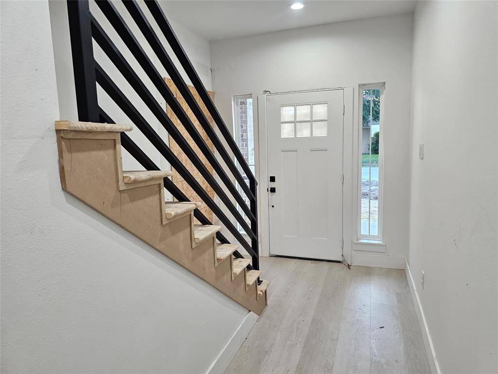 Foyer, view of Axis stair rails.