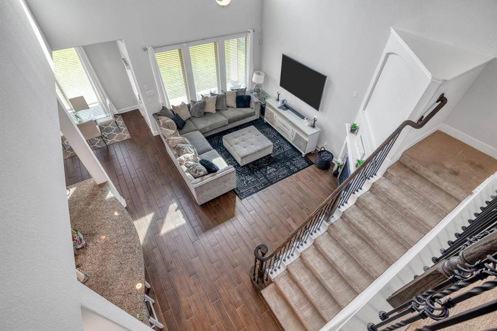 View showing the high ceilings in the Den.