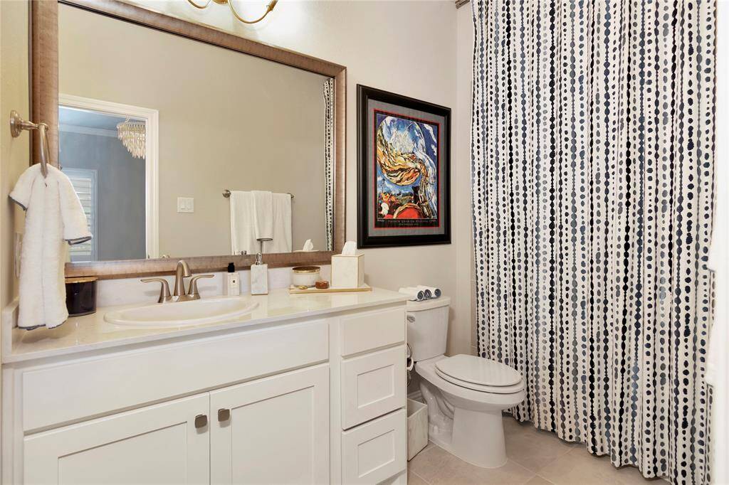 Forth bathroom with fun fixtures.