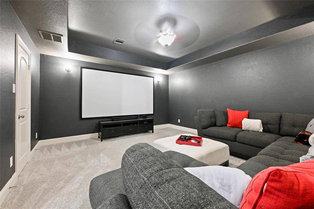Media room with 110" screen and projector