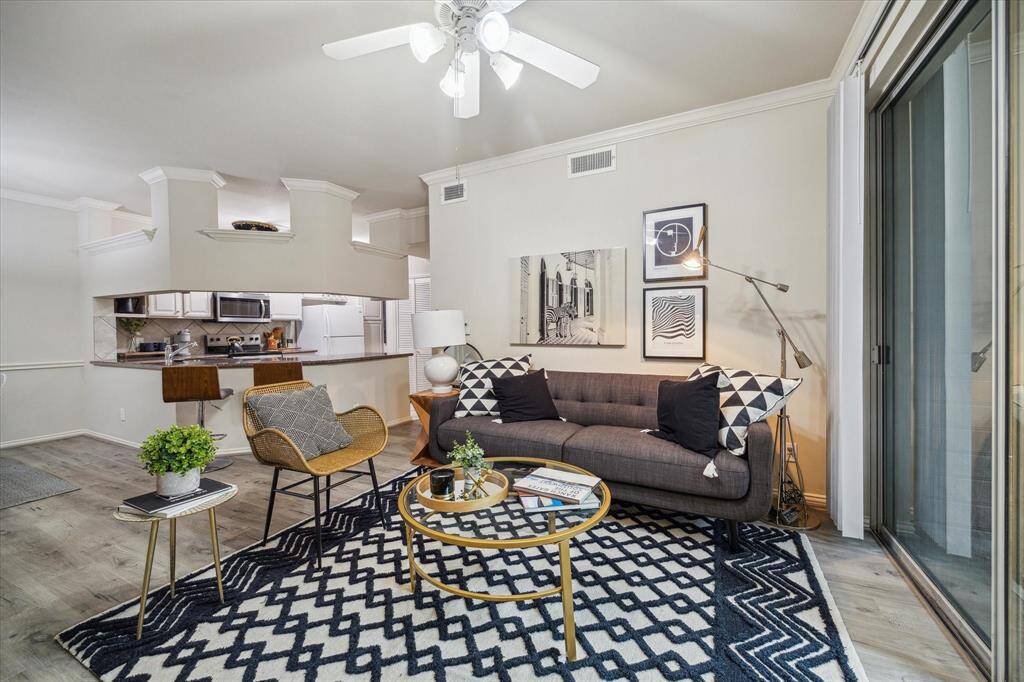 It is a open concept lay-out with the living areas connecting with each other but yet each with their own space.