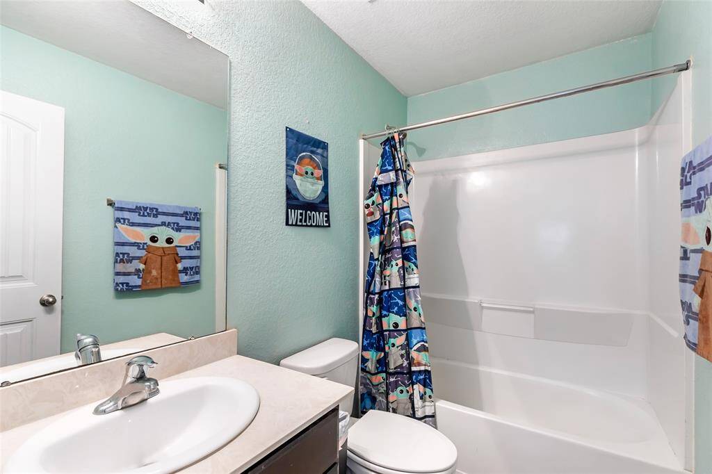 The secondary bathroom