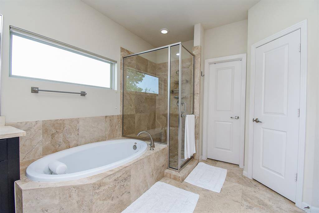 Take your pick: a long lazy soak or a quick refreshing shower after move in day comes to a close.