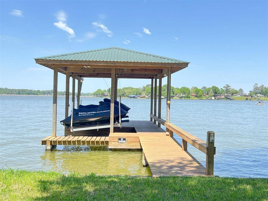 Boat dock with rail lighting and room to add to the build.