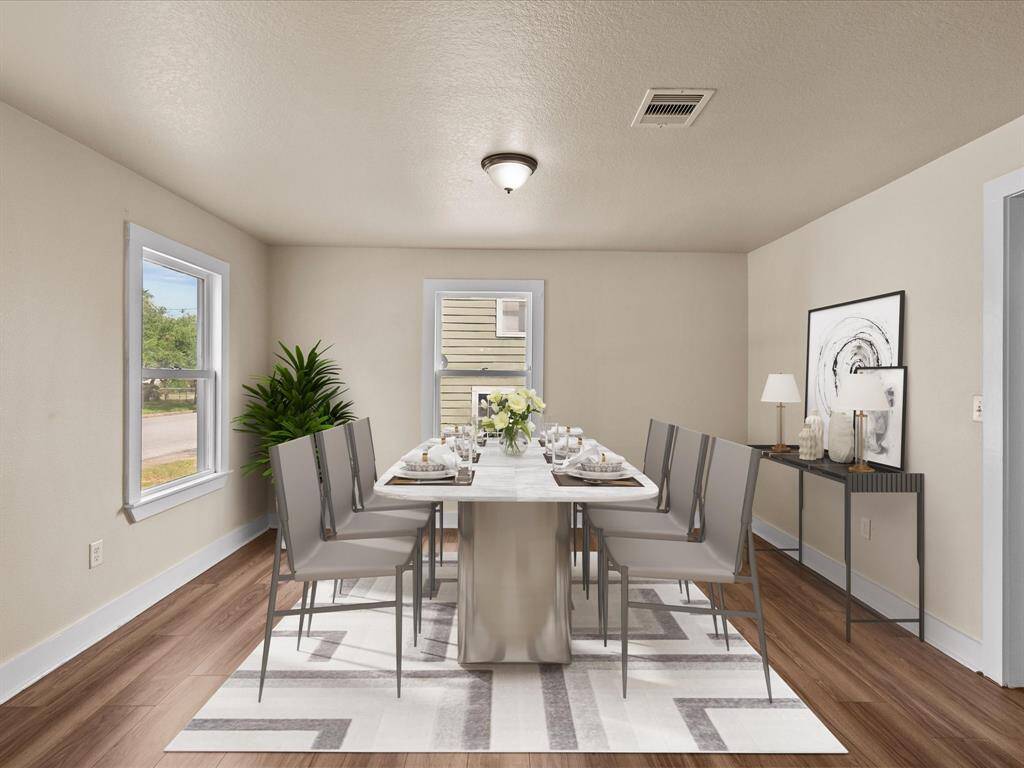 Virtually staged formal dining.