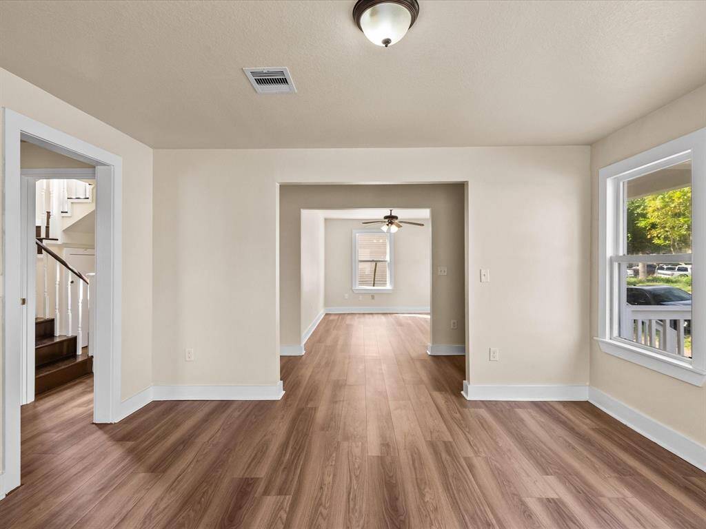 View from dining room to living area.