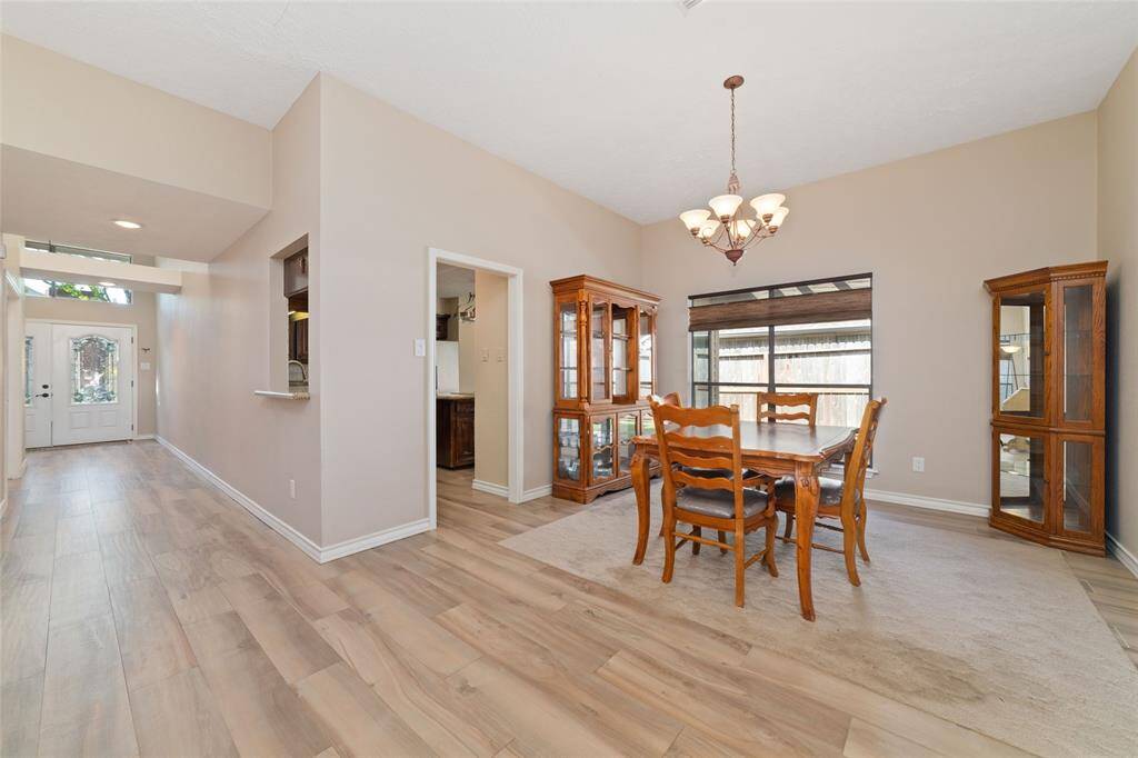 Views of kitchen and dining room from the living room