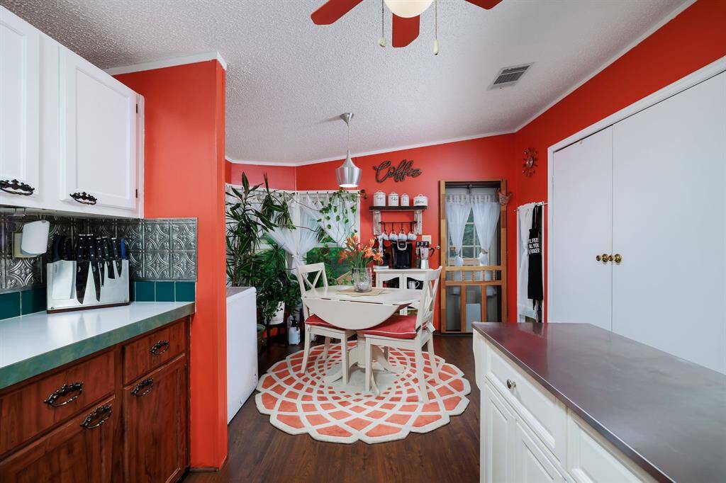 Remodeled kitchen with added shelving & drawers