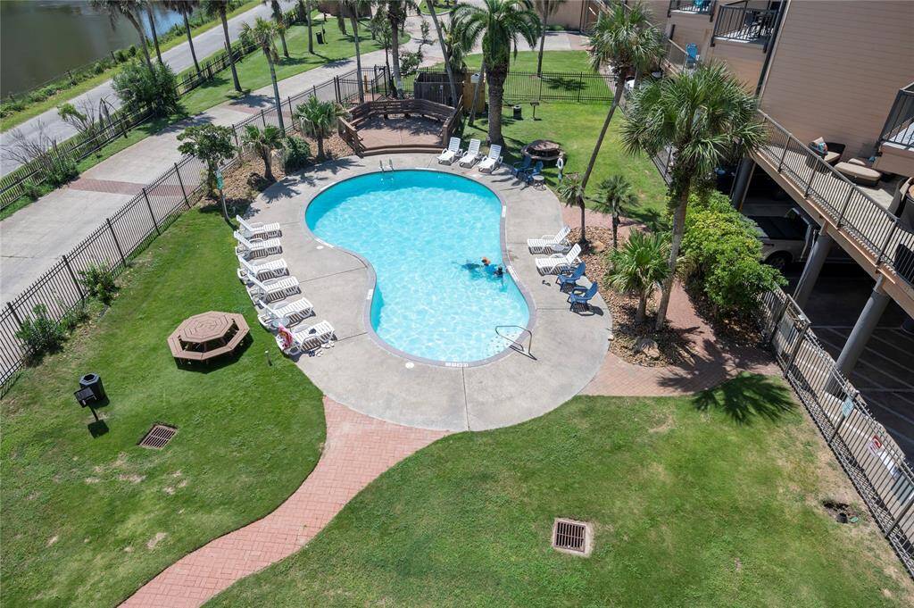 Heated pool below balcony