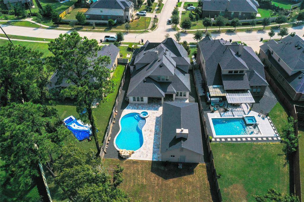 Aerial view of you backyard oasis