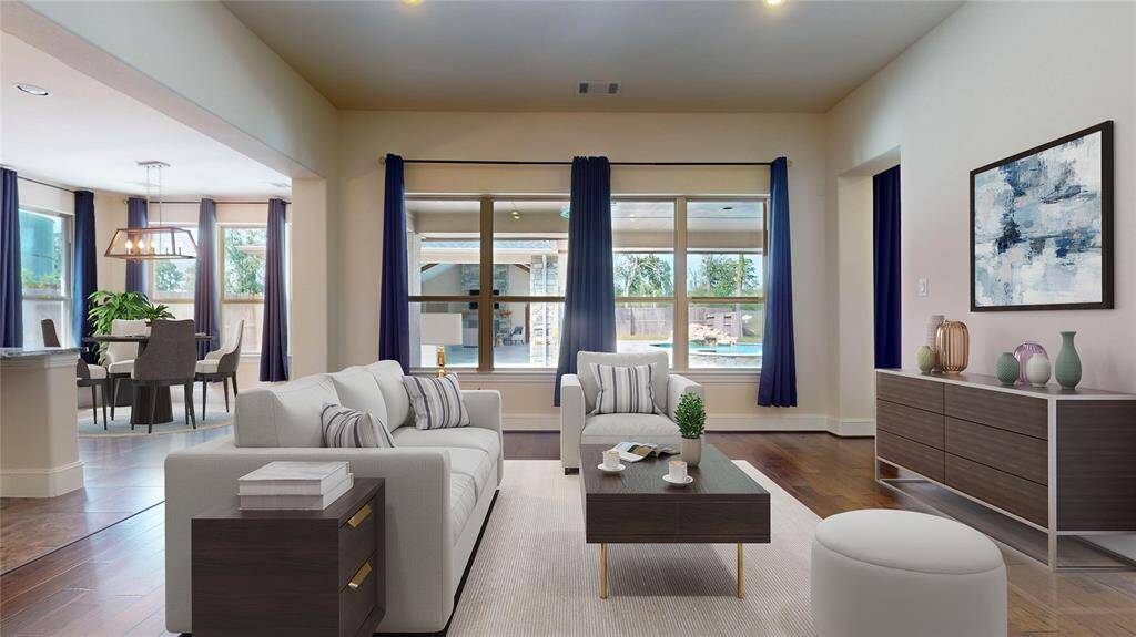 Open concept living area right off the kitchen