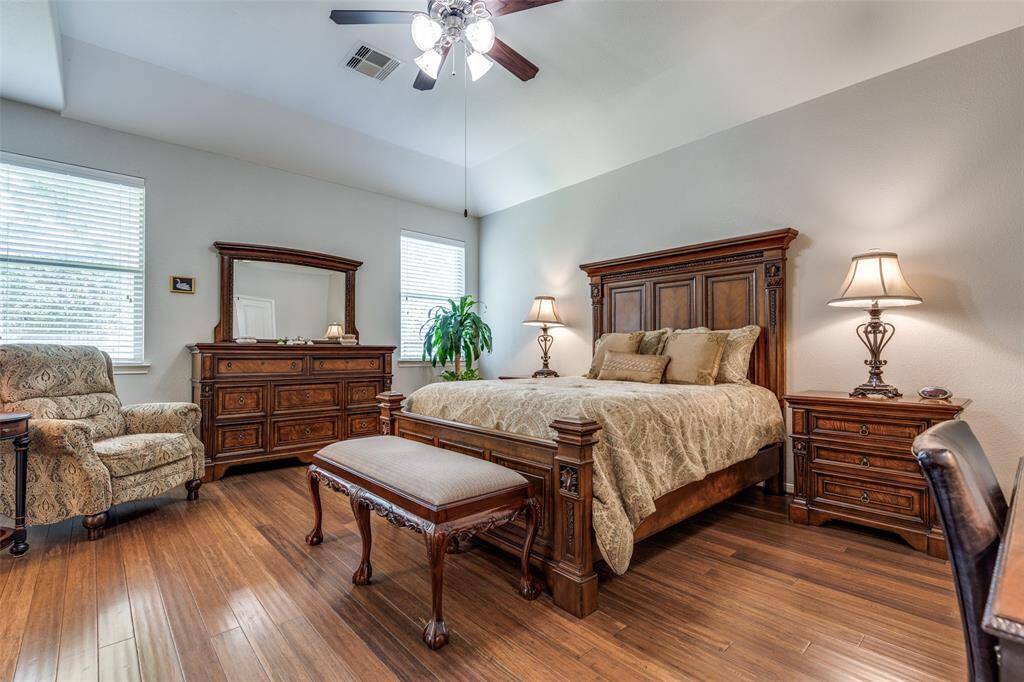 Primary bedroom at the rear of the home.