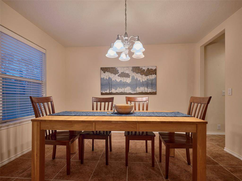 The dining room can accommodate a large dining table.