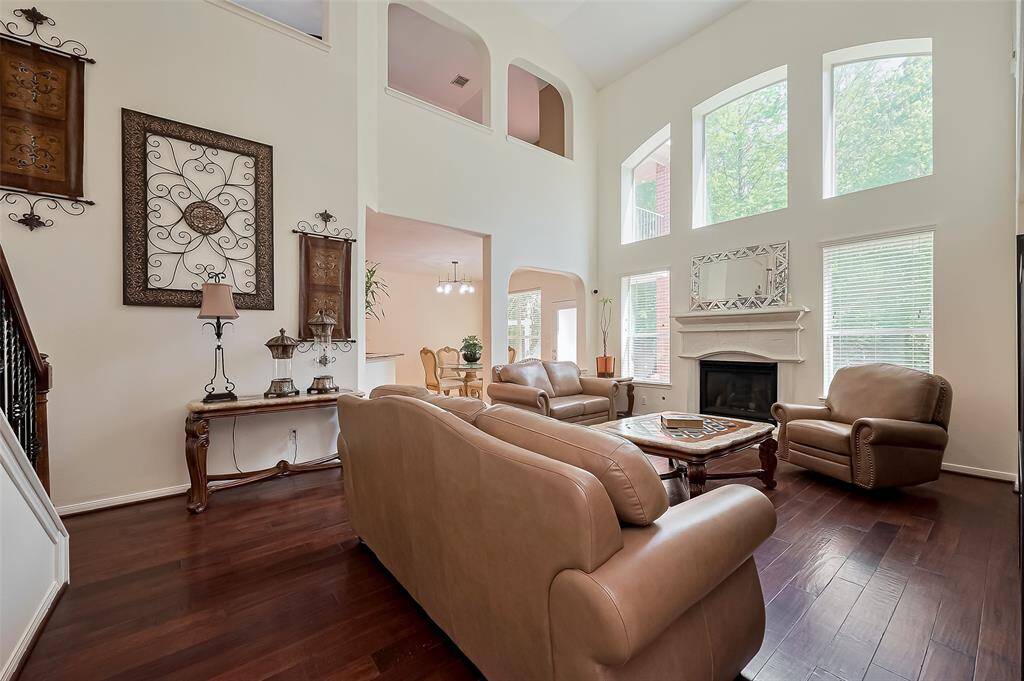 View of living room from the primary suite entry.